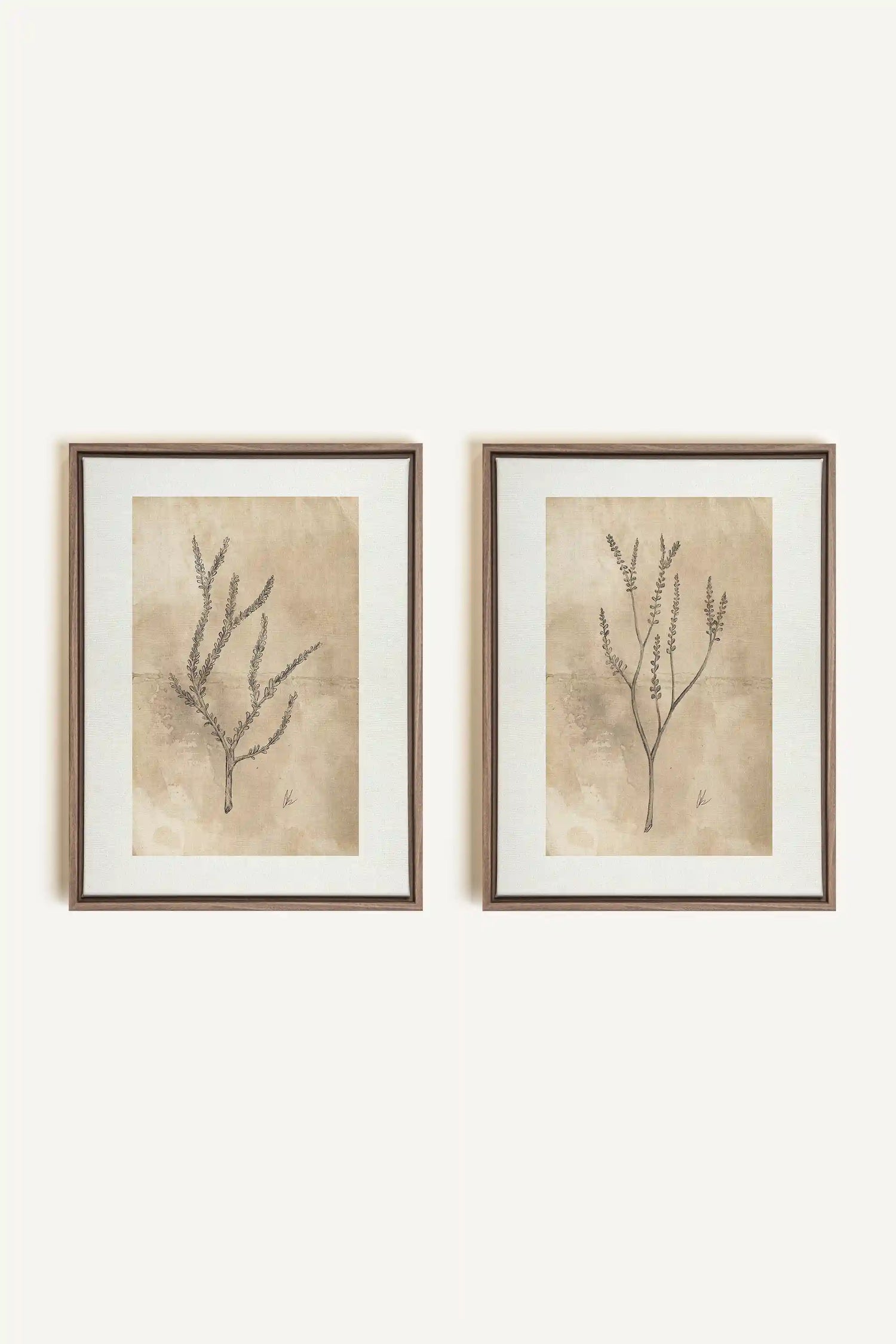 COMBINAISON JADE WILSON, 2 Works on stretched canvas, framed Oak Brown