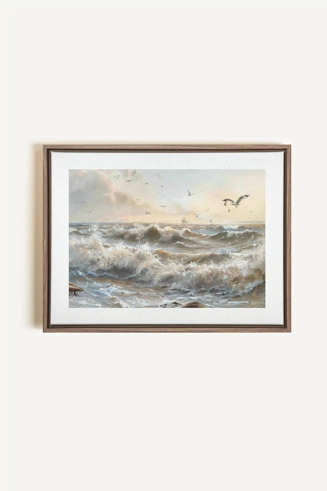 JOURNEY OF WAVES, Artwork on stretched canvas, framed in Brown Oak
