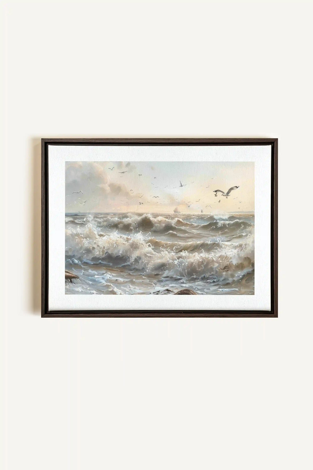 JOURNEY OF WAVES, Artwork on stretched canvas, framed in Walnut Brown