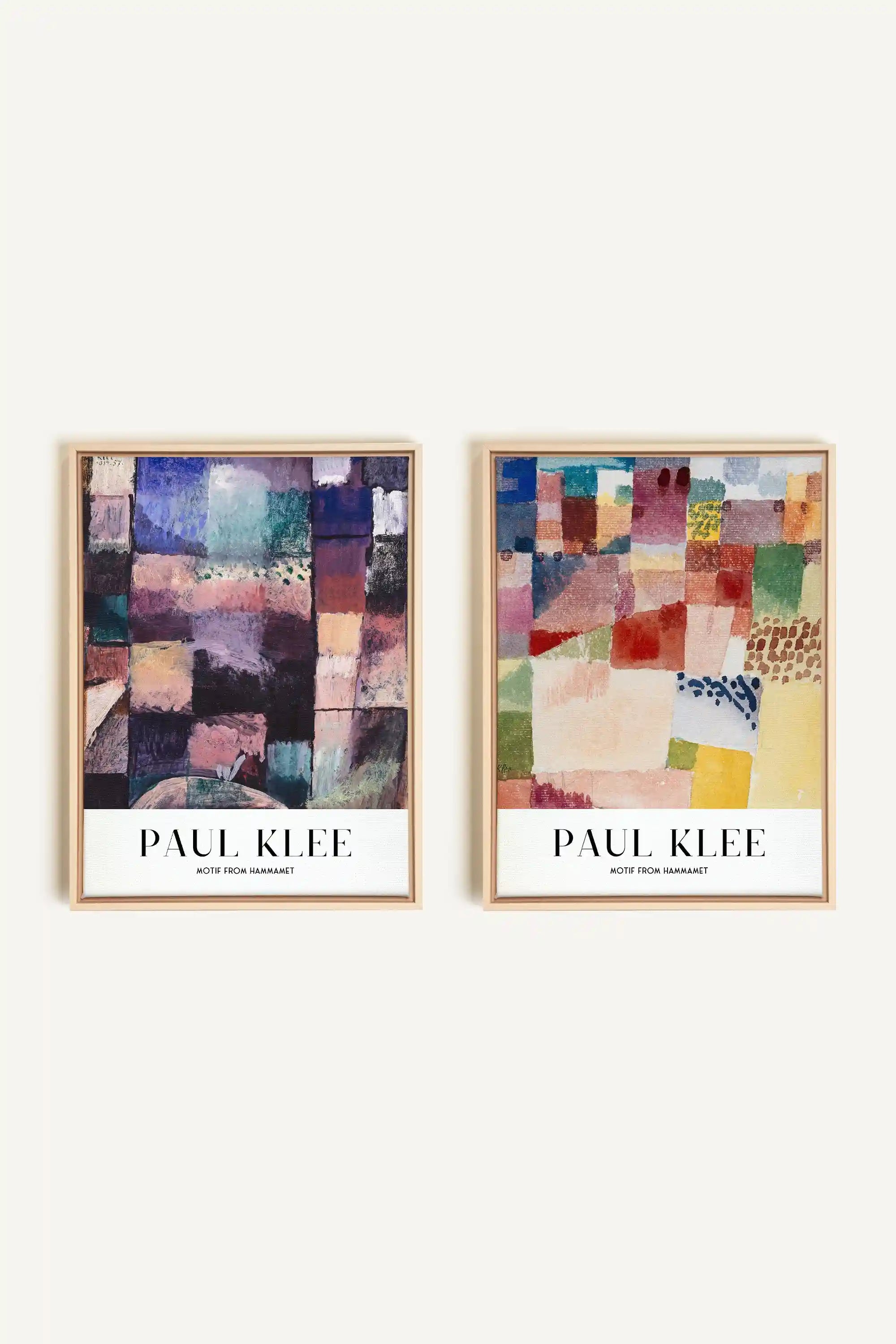 DUO PAUL KLEE, 2 Artworks on stretched canvas, framed Natural Light