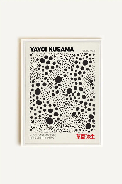 KUSAMA II, Oeuvre sur toile étirée, encadré Blanc