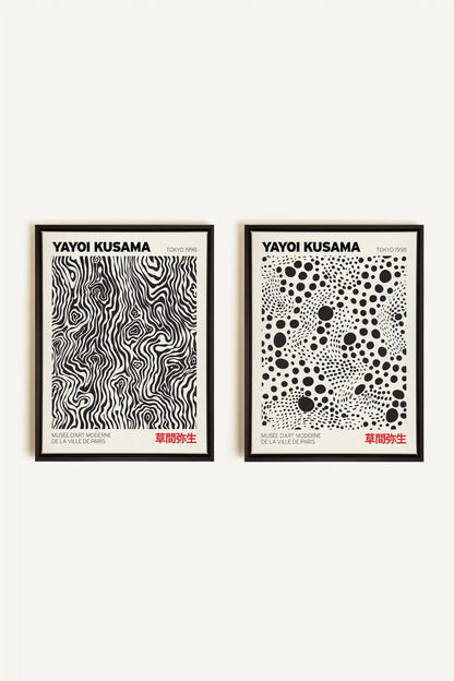 COMBINAISON KUSAMA, 2 Works on stretched canvas, black framed