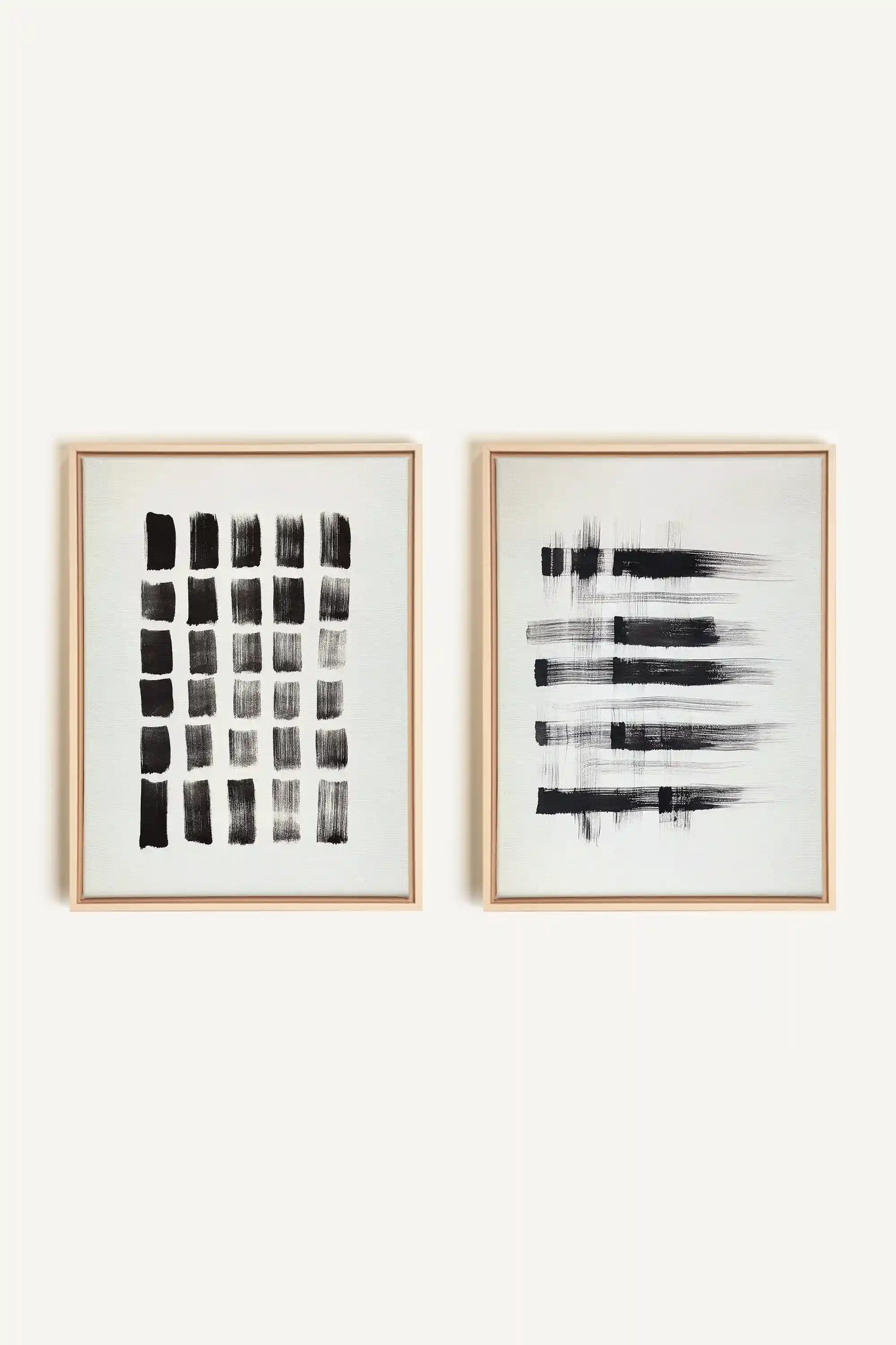 LINEAR CONTRAST DUO, 2 Artworks on stretched canvas, framed Natural Light