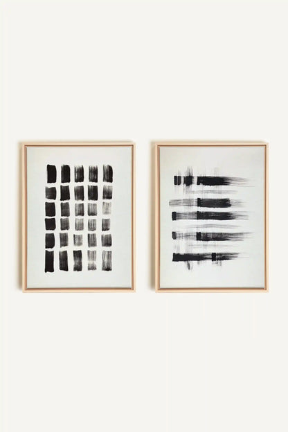 LINEAR CONTRAST DUO, 2 Artworks on stretched canvas, framed Natural Light