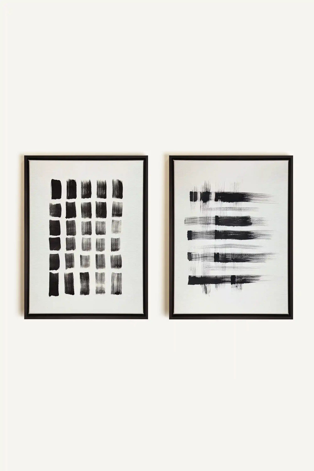 LINEAR CONTRAST DUO, 2 Oeuvres sur toile étirée, encadré Noir
