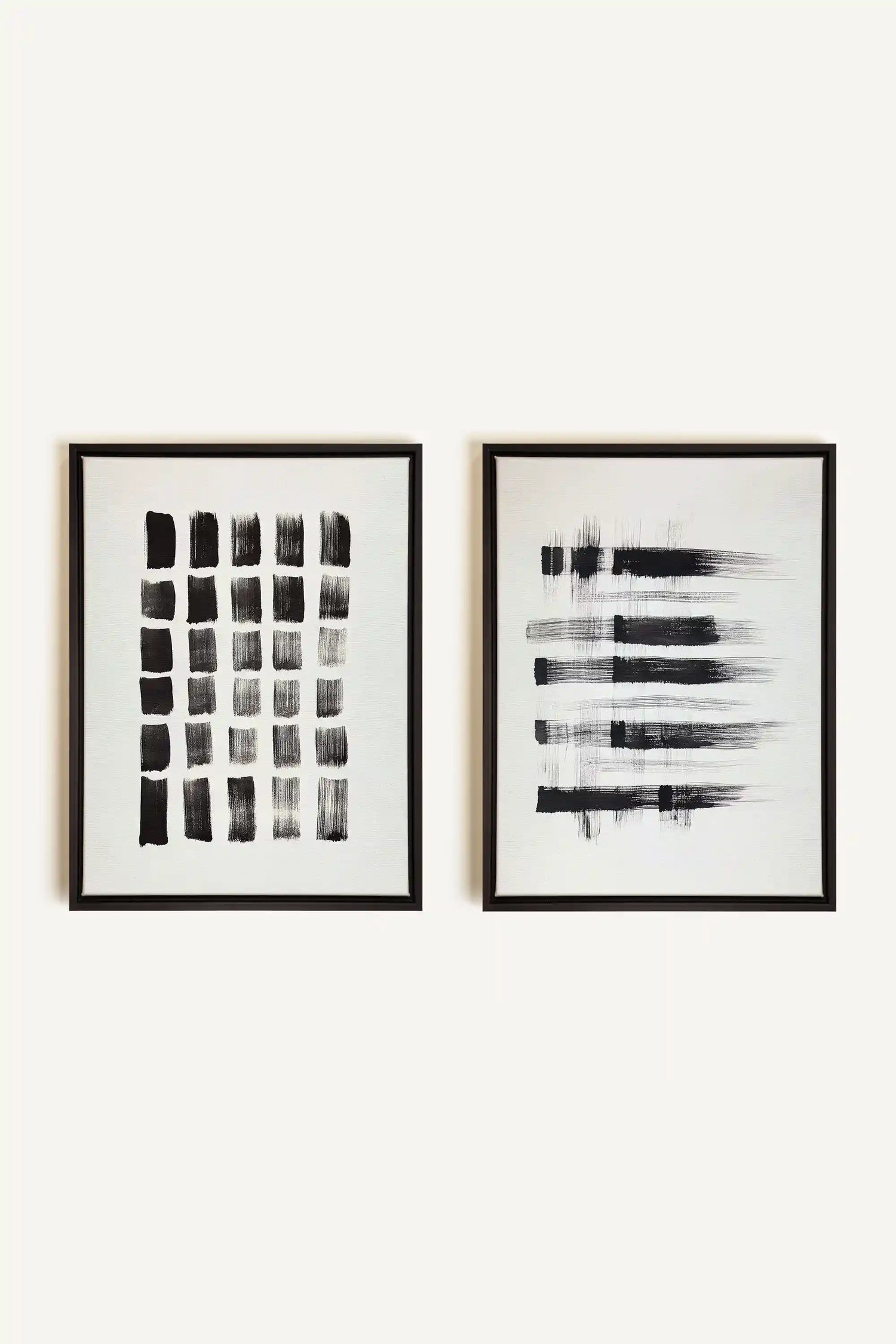 LINEAR CONTRAST DUO, 2 Works on stretched canvas, black framed