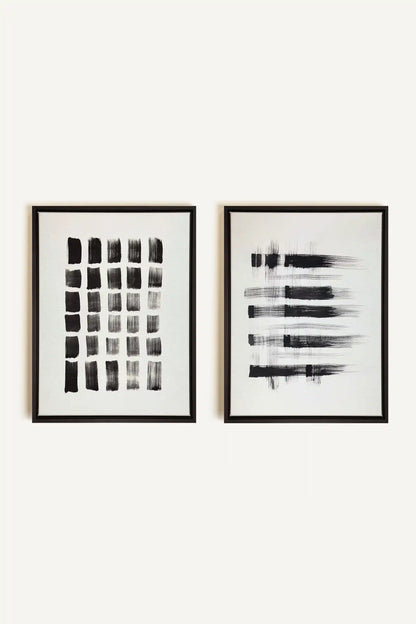 LINEAR CONTRAST DUO, 2 Works on stretched canvas, black framed