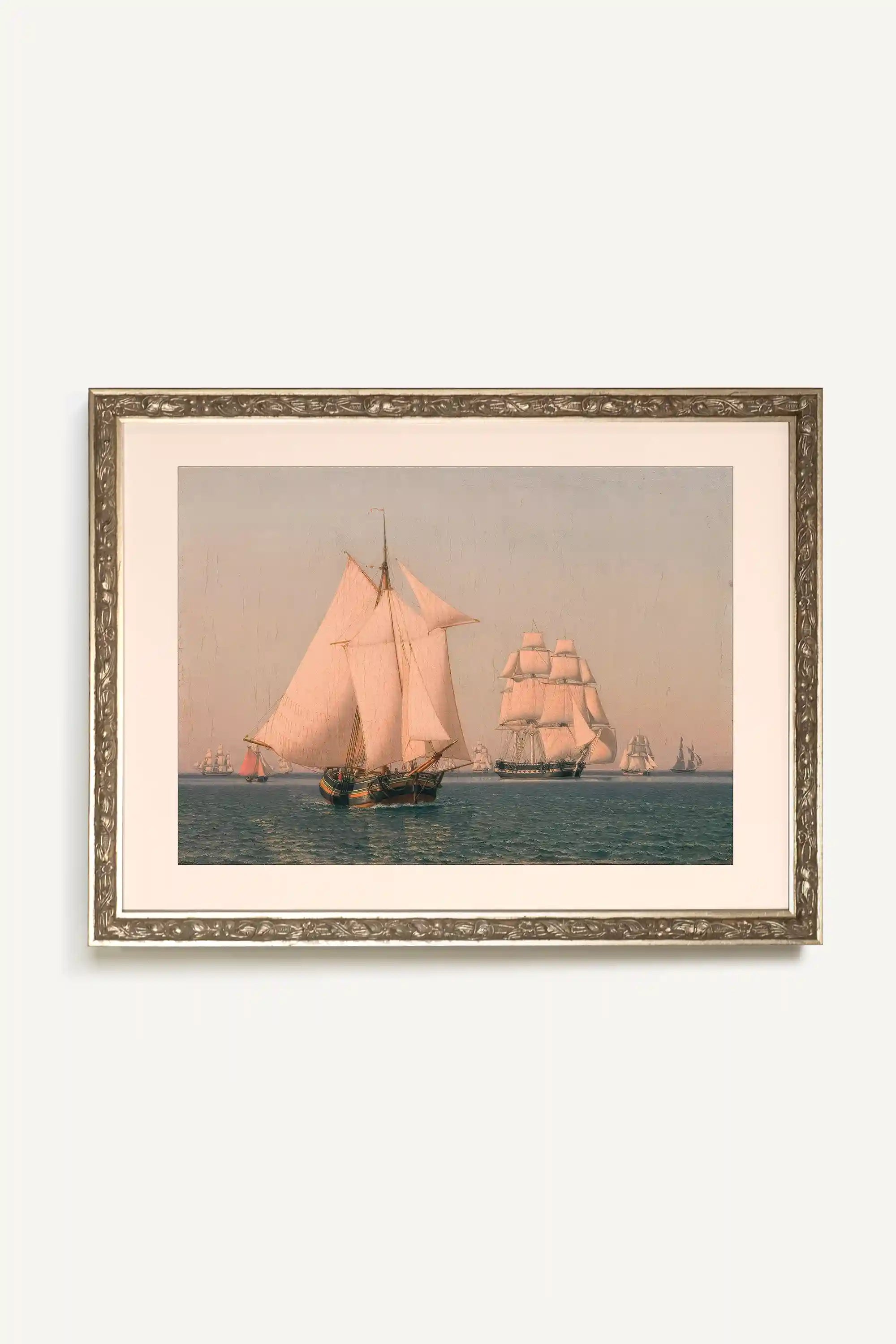 LA PROMESSE DES FLOTS, Oeuvre sur toile rigide, encadré Vintage Argent