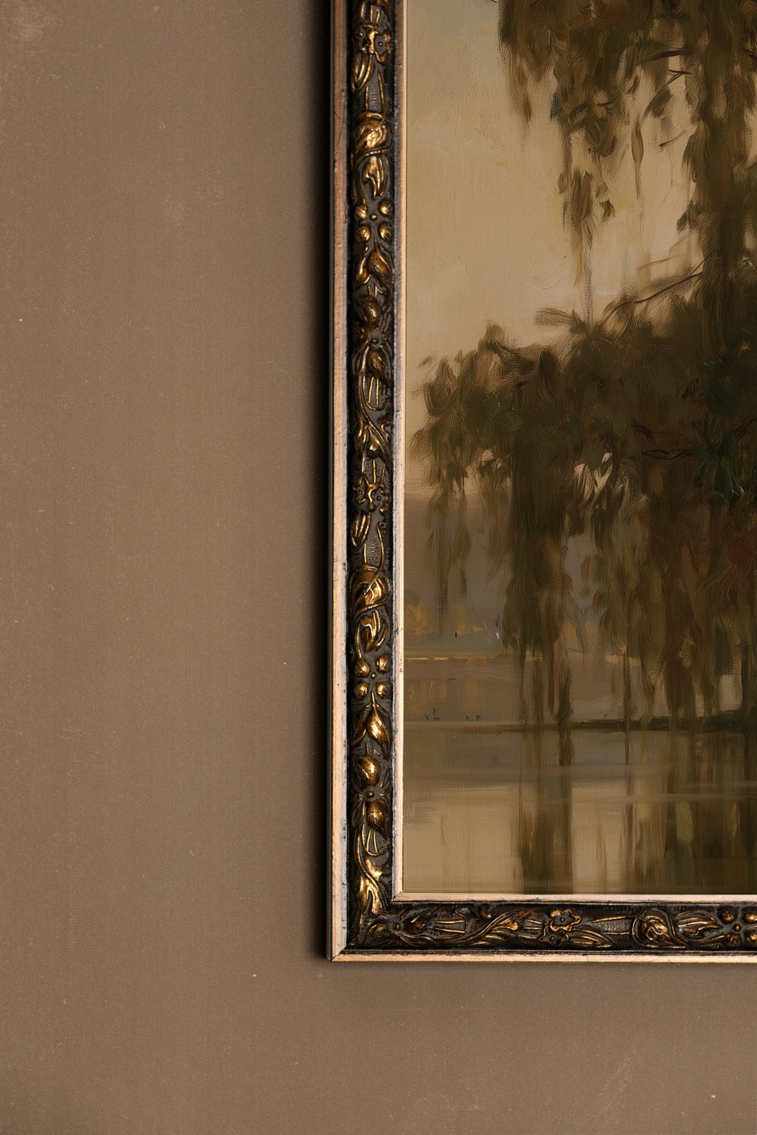 Le Saule Silencieux, Oeuvre sur toile rigide, encadré Vintage Bronze