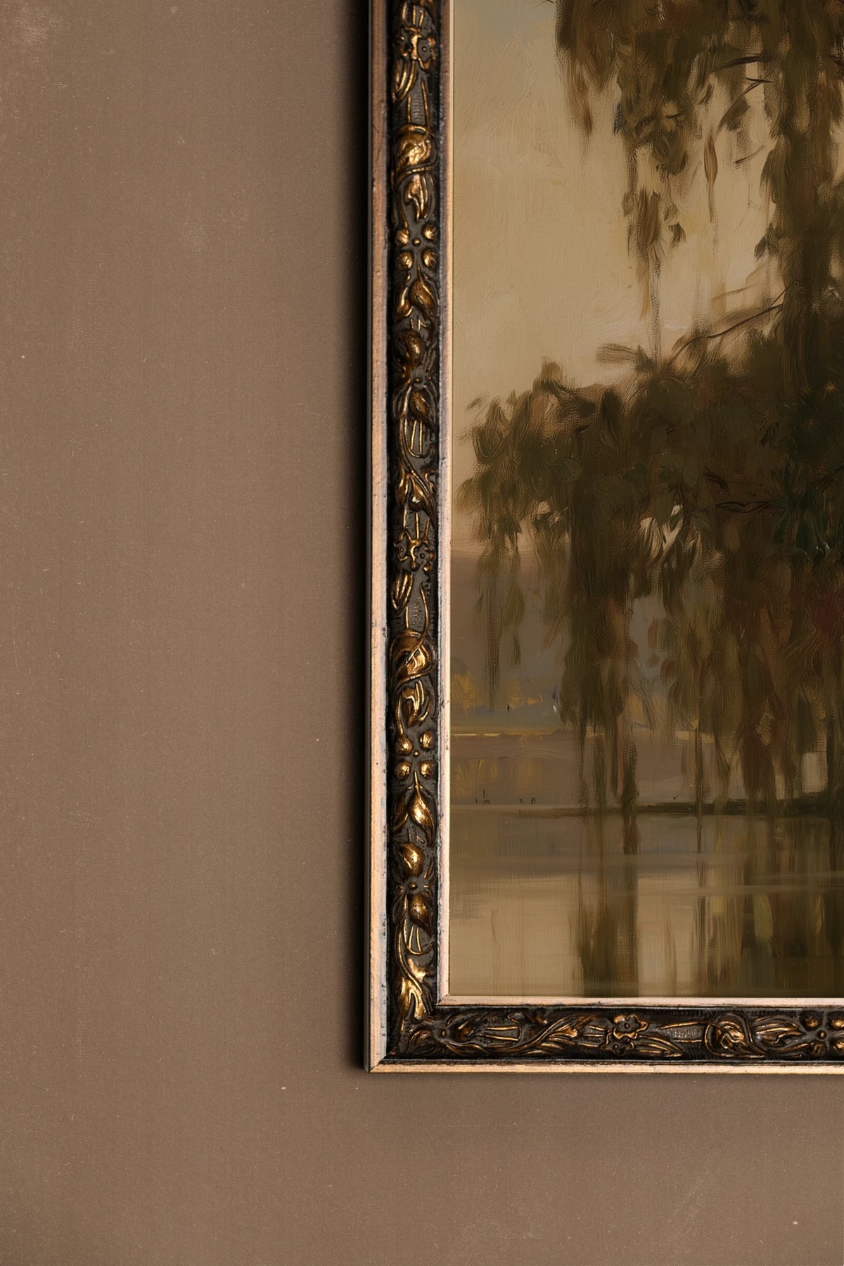 Le Saule Silencieux, Oeuvre sur toile rigide, encadré Vintage Bronze