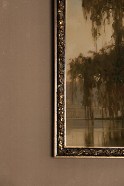 Le Saule Silencieux, Oeuvre sur toile rigide, encadré Vintage Bronze