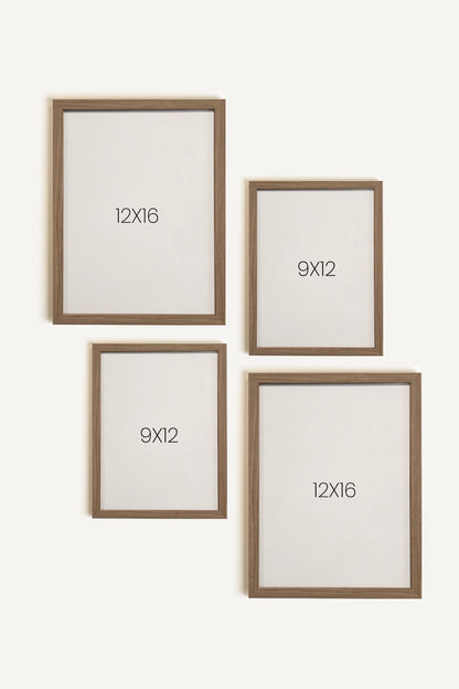 Little Forest Wonders, ensemble de 4 œuvres sur toile rigide, encadré brun chêne