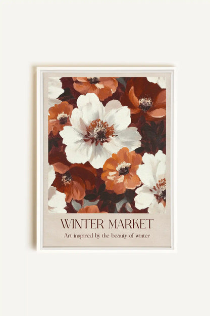 MARCHÉ HIVERNAL I, Artwork on stretched canvas, framed in white