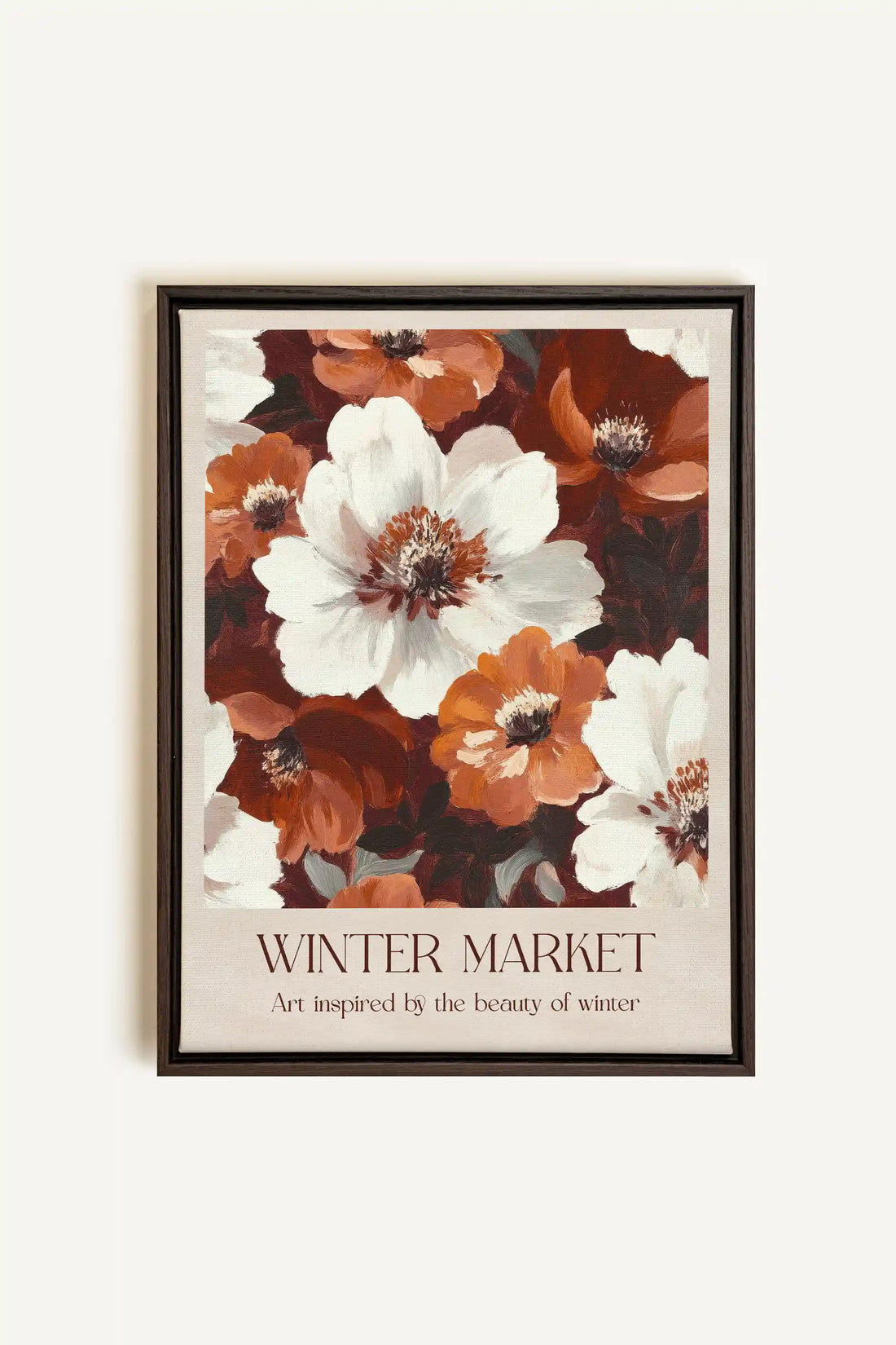 MARCHÉ HIVERNAL I, Oeuvre sur toile étirée, encadré Brun Noyer