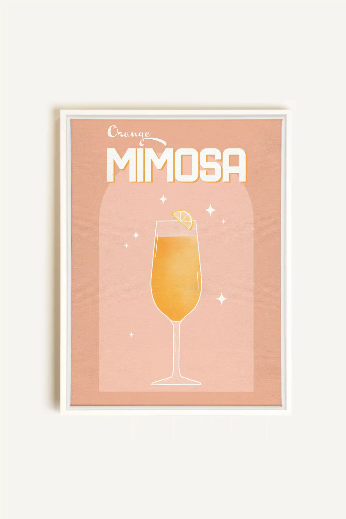 ORANGE MIMOSA, Artwork on stretched canvas, framed in white