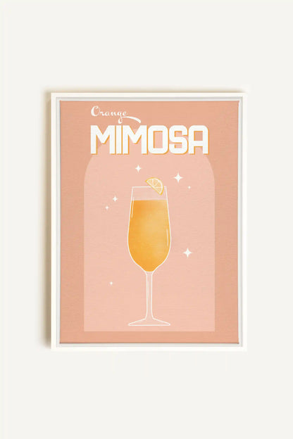 ORANGE MIMOSA, Artwork on stretched canvas, framed in white
