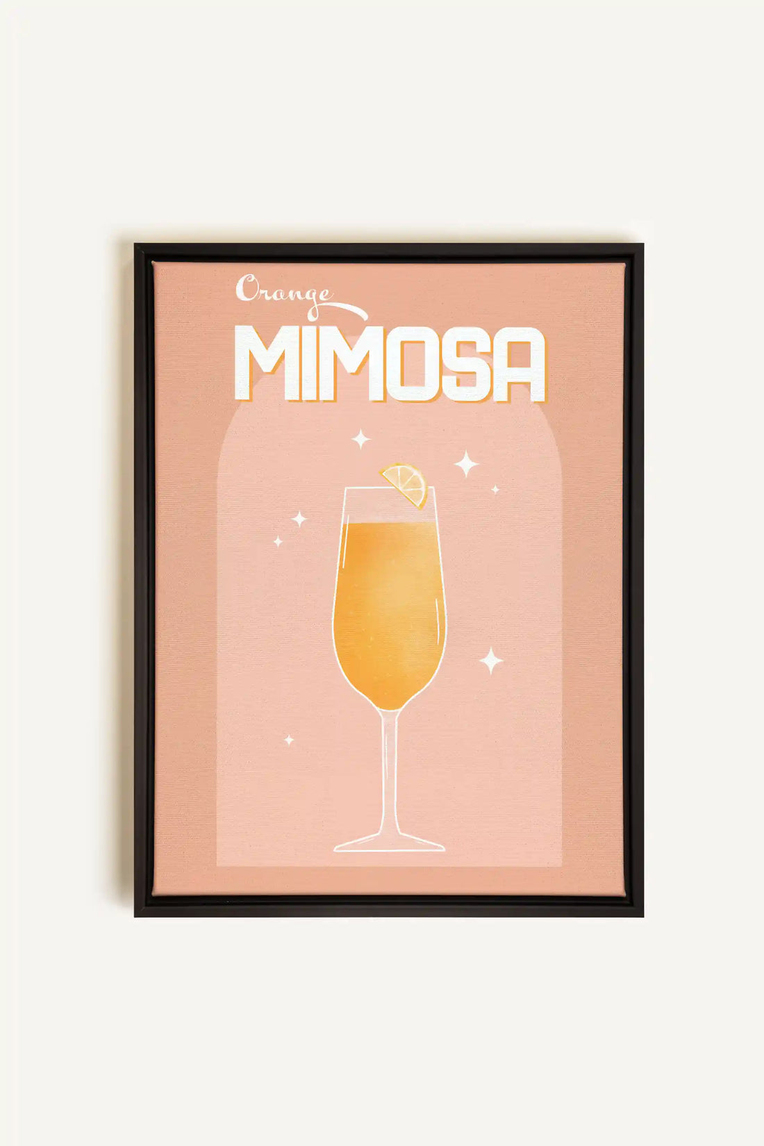 ORANGE MIMOSA, Artwork on stretched canvas, framed in black