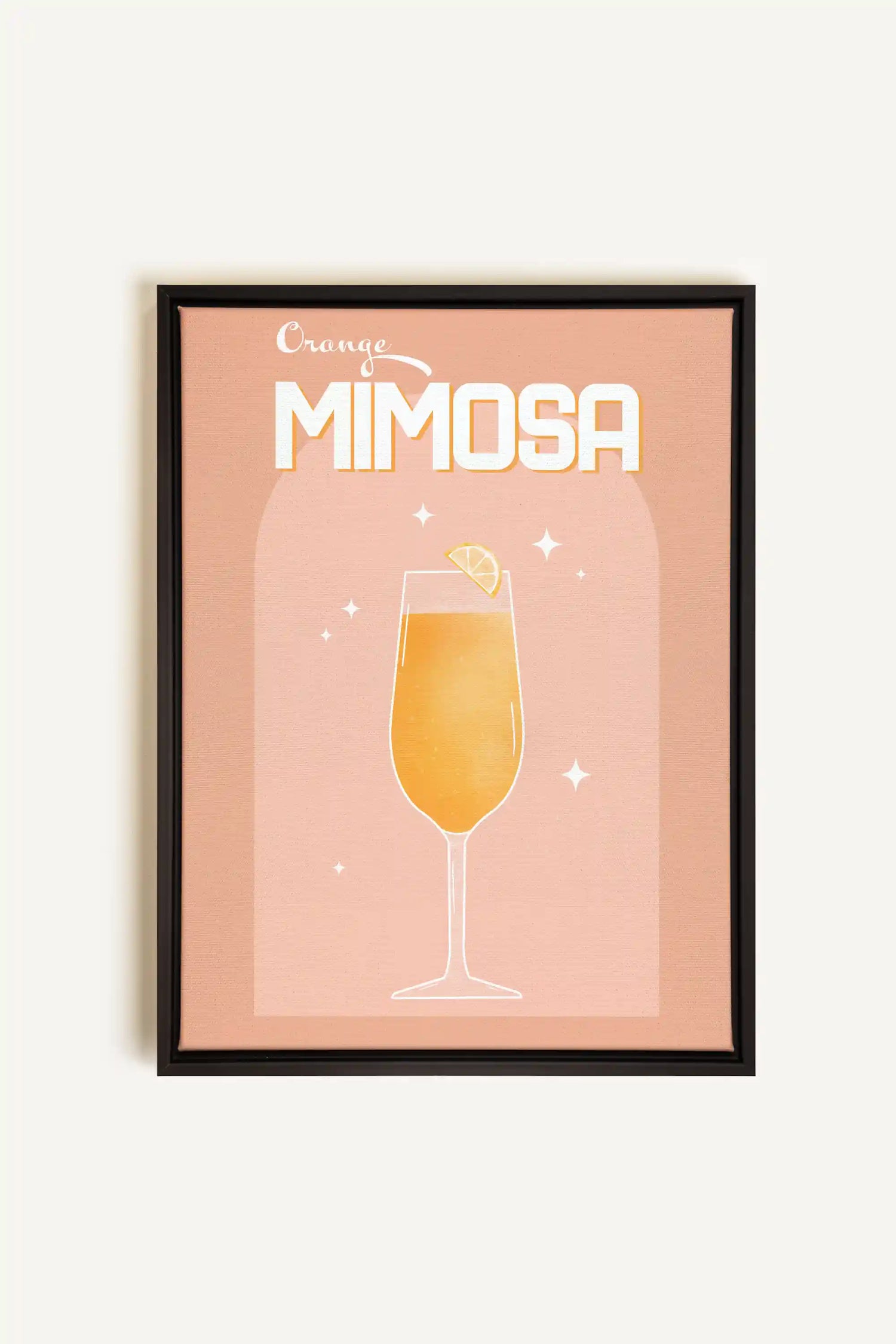 ORANGE MIMOSA, Artwork on stretched canvas, framed in black