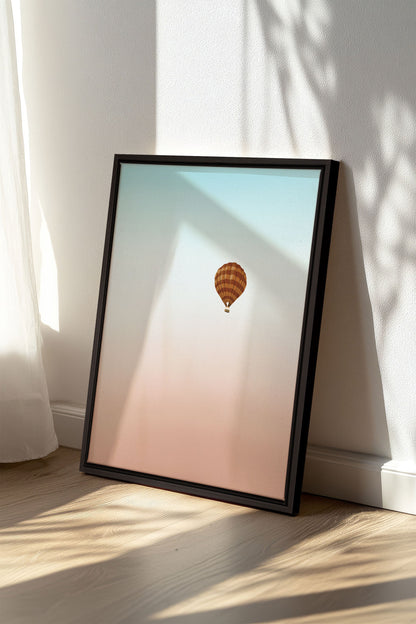 OLEKA CANVAS - MONTGOLFIÈRE, Oeuvre sur toile étirée, encadré Noir