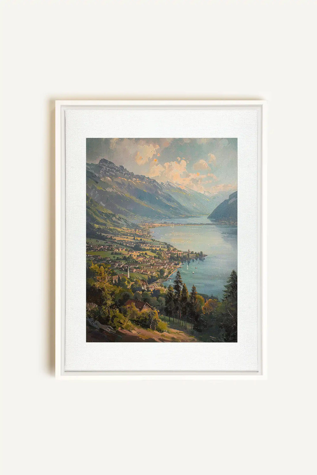 MOUNTAIN RETREAT, Artwork on stretched canvas, framed in white