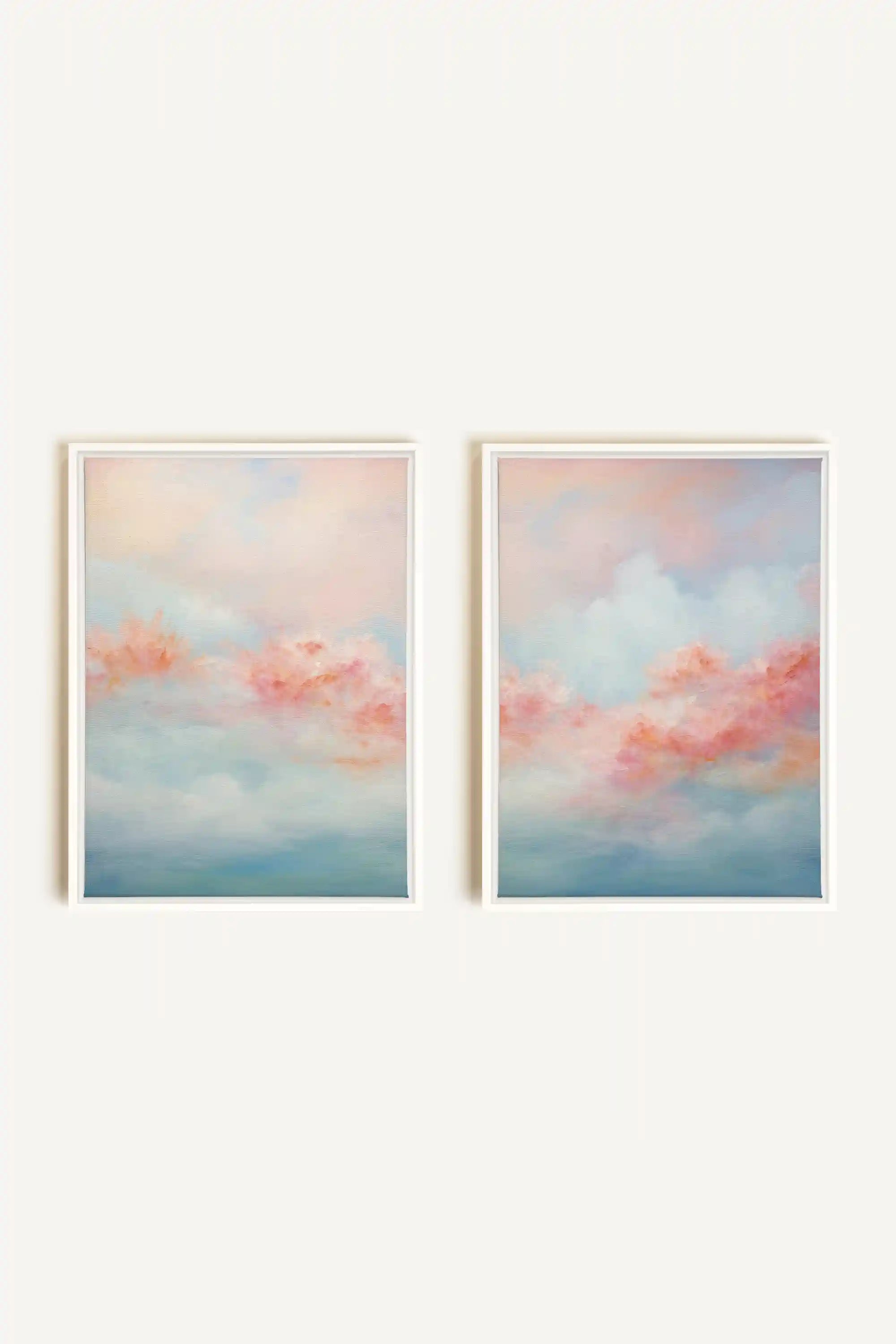 MYSTIC SUNSET DUO, 2 Oeuvres sur toile étirée, encadré Blanc