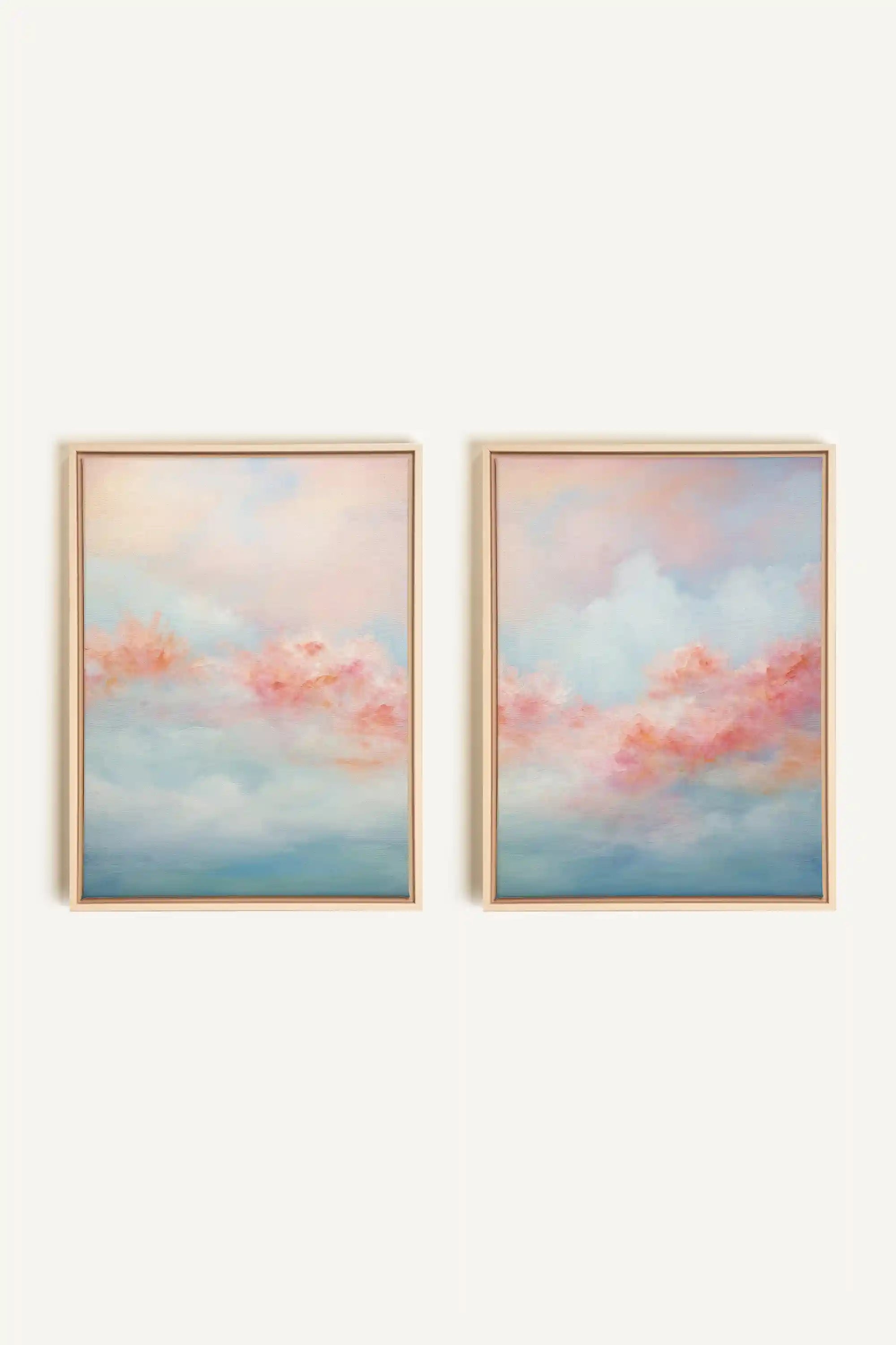 MYSTIC SUNSET DUO, 2 Oeuvres sur toile étirée, encadré Naturel Clair