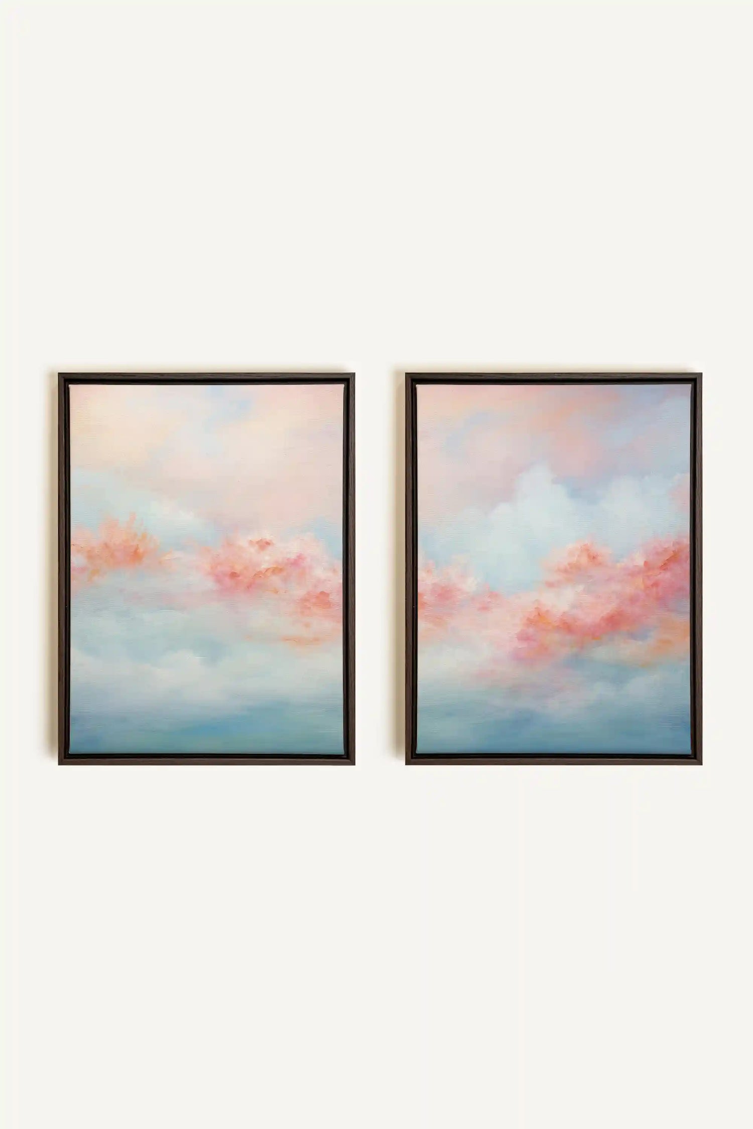 MYSTIC SUNSET DUO, 2 Oeuvres sur toile étirée, encadré Brun Noyer