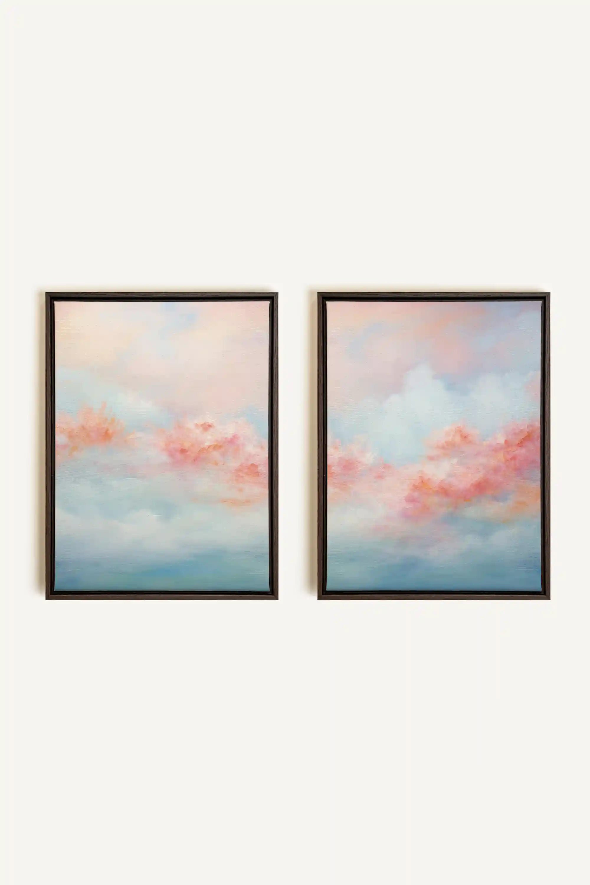 MYSTIC SUNSET DUO, 2 Oeuvres sur toile étirée, encadré Brun Noyer