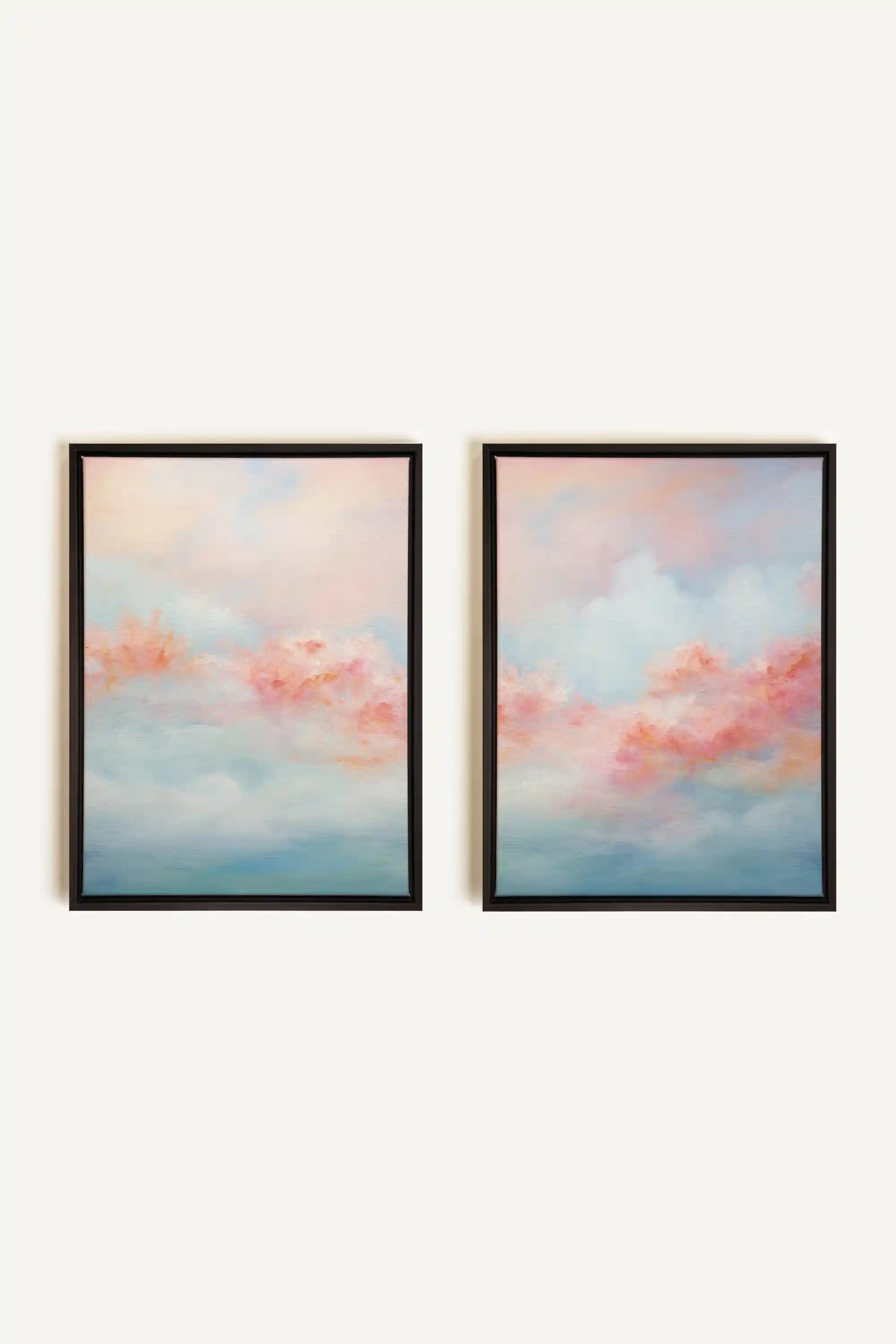 MYSTIC SUNSET DUO, 2 Oeuvres sur toile étirée, encadré Noir