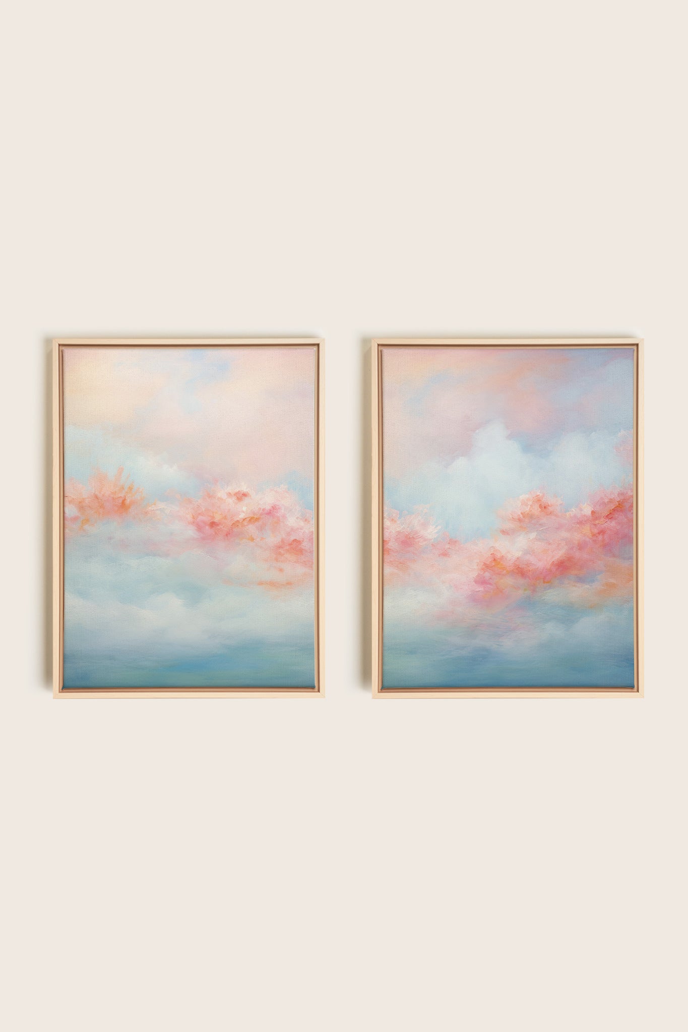 MYSTIC SUNSET DUO, 2 Oeuvres sur toile étirée, encadré Naturel Clair