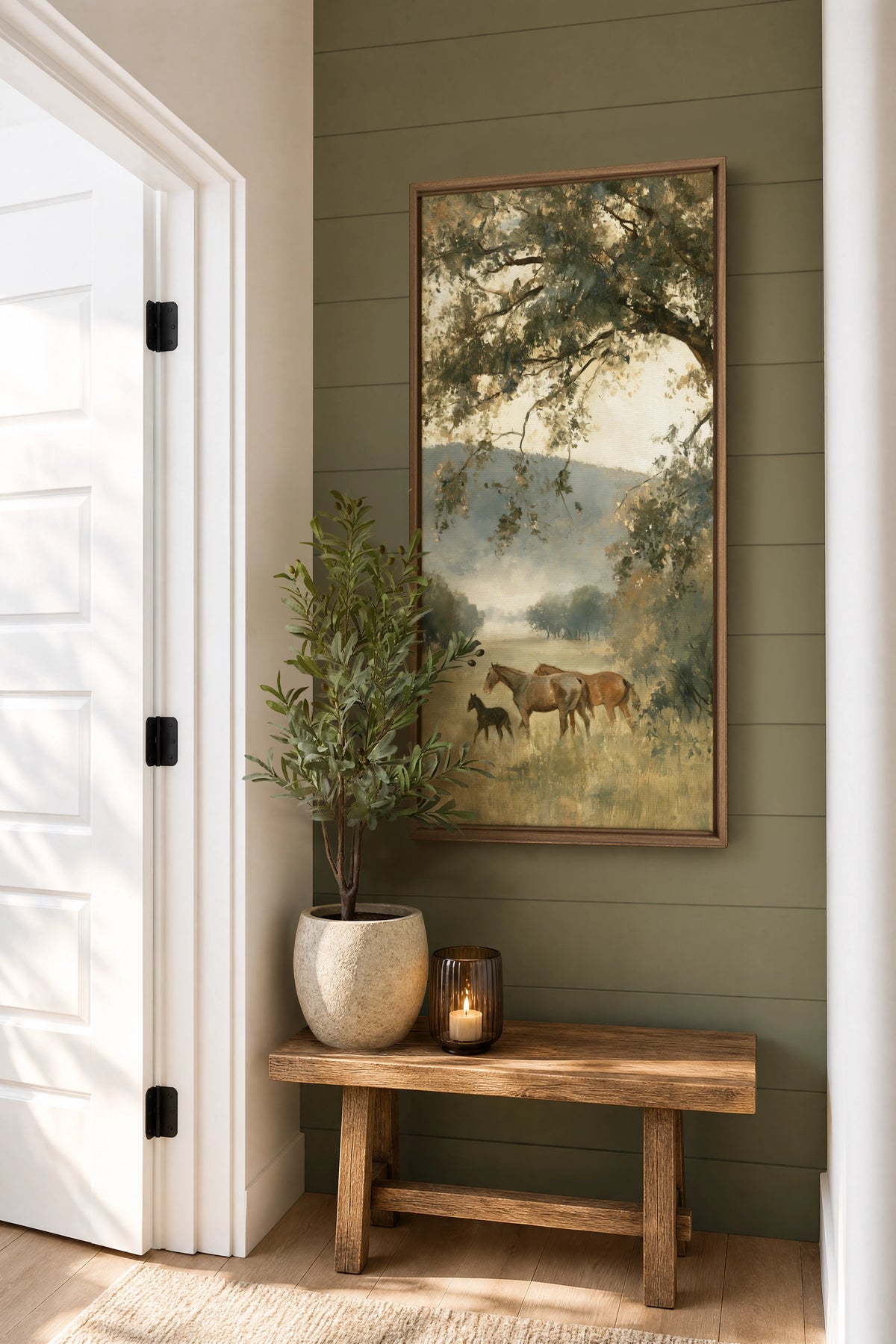 MEADOW FAMILY, Oeuvre sur toile étirée, encadré Brun Chêne