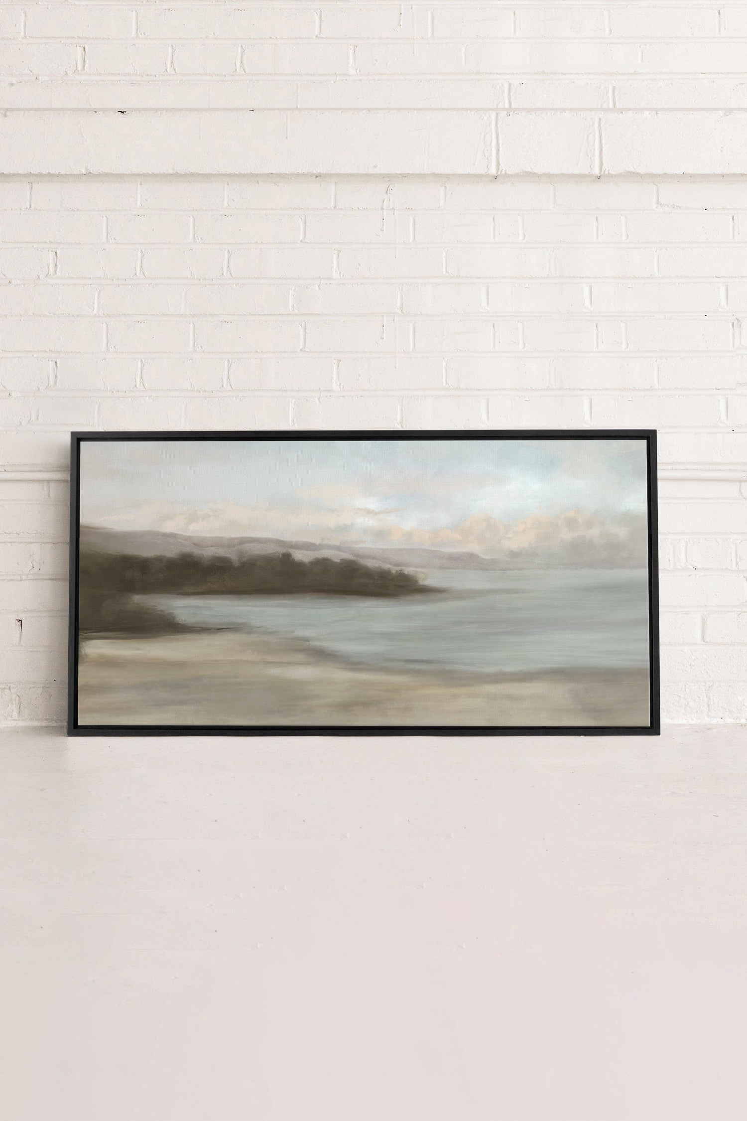 OLEKA CANVAS - CALME SUR LA RIVE, Oeuvre sur toile étirée, encadré Noir