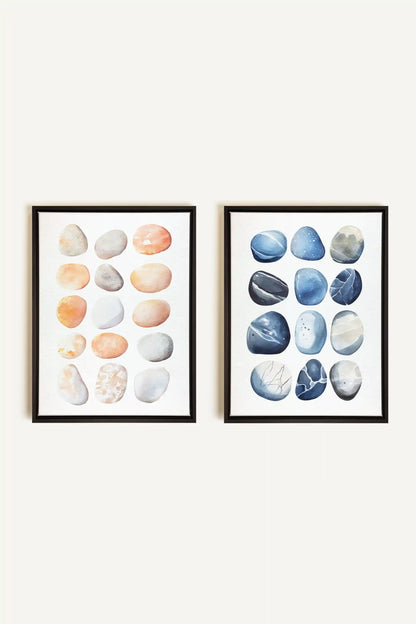 SHORELINE GEMS DUO, 2 Works on stretched canvas, black framed