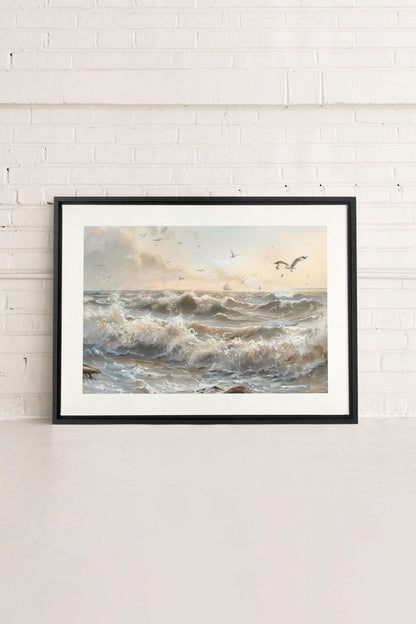 OLEKA CANVAS - JOURNEY OF WAVES, Oeuvre sur toile étirée, encadré Noir