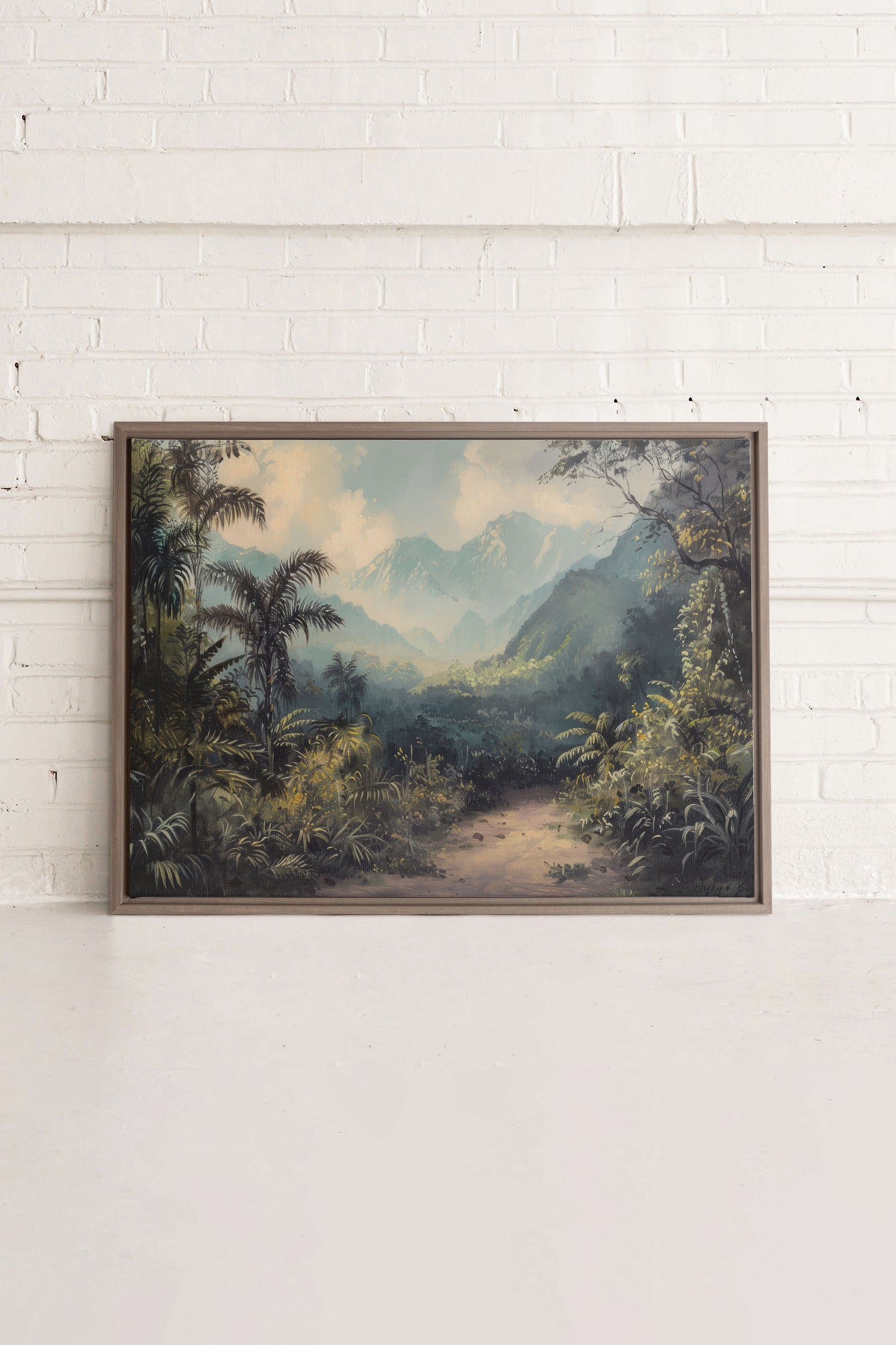 GOLDEN REALM, Artwork on stretched canvas, framed in Brown Oak