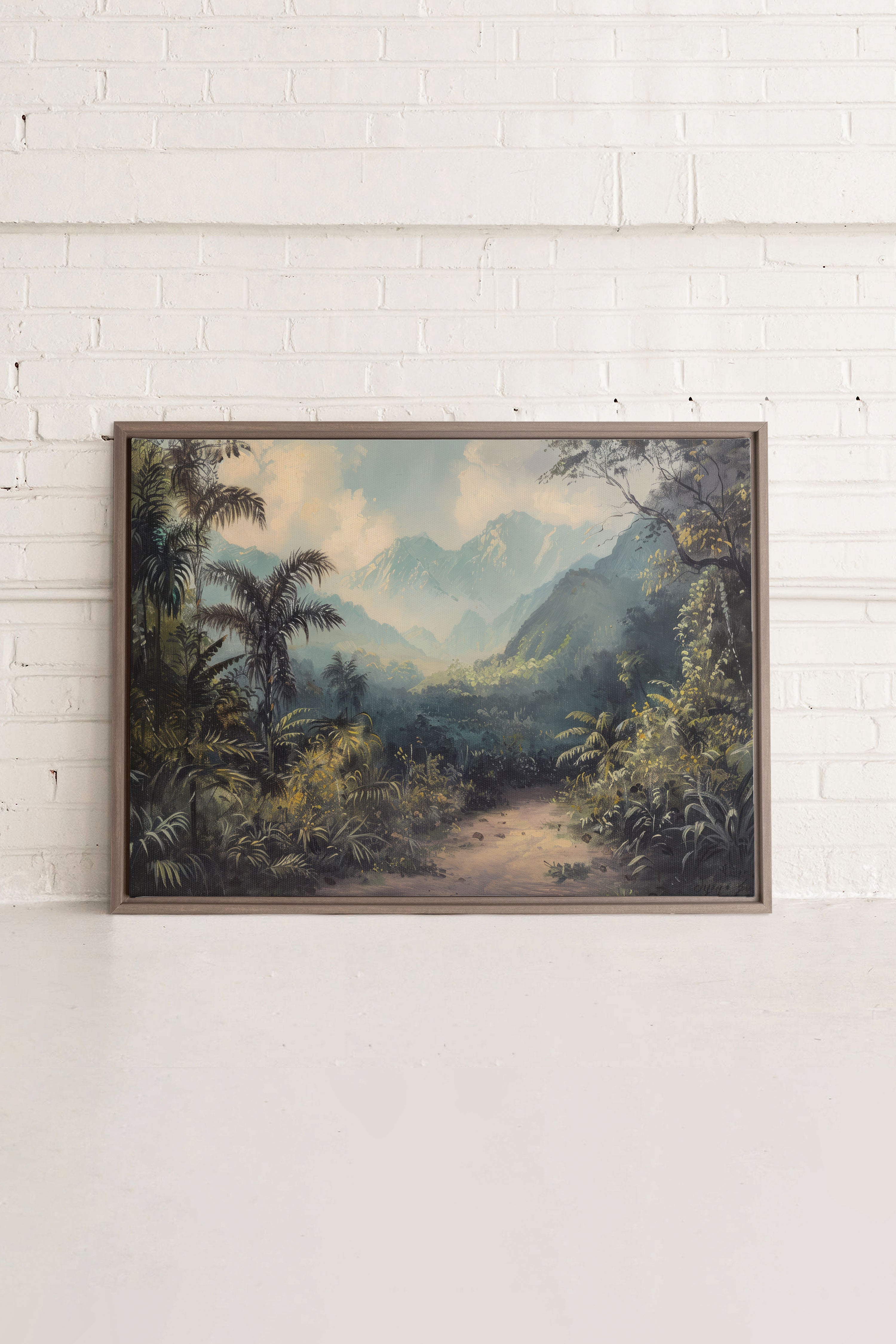 GOLDEN REALM, Artwork on stretched canvas, framed in Brown Oak