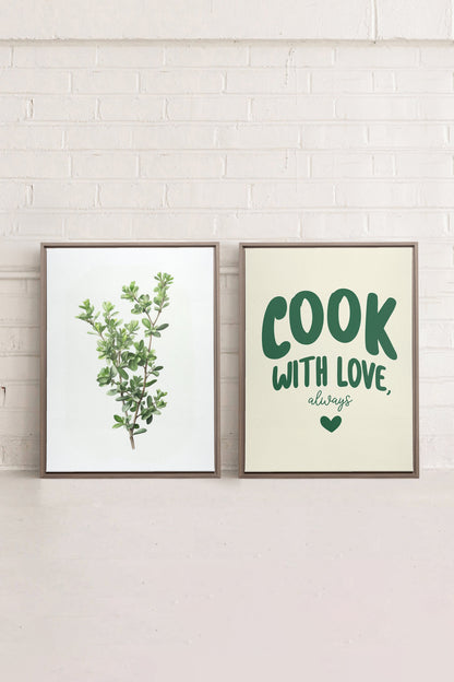 OLEKA CANVAS - COMBINAISON CUISINE, 2 Oeuvres sur toile étirée, encadré Brun Chêne