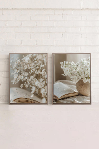 OLEKA CANVAS - TIMELESS BEAUTY DUO, 2 Oeuvres sur toile étirée, encadré Brun Chêne