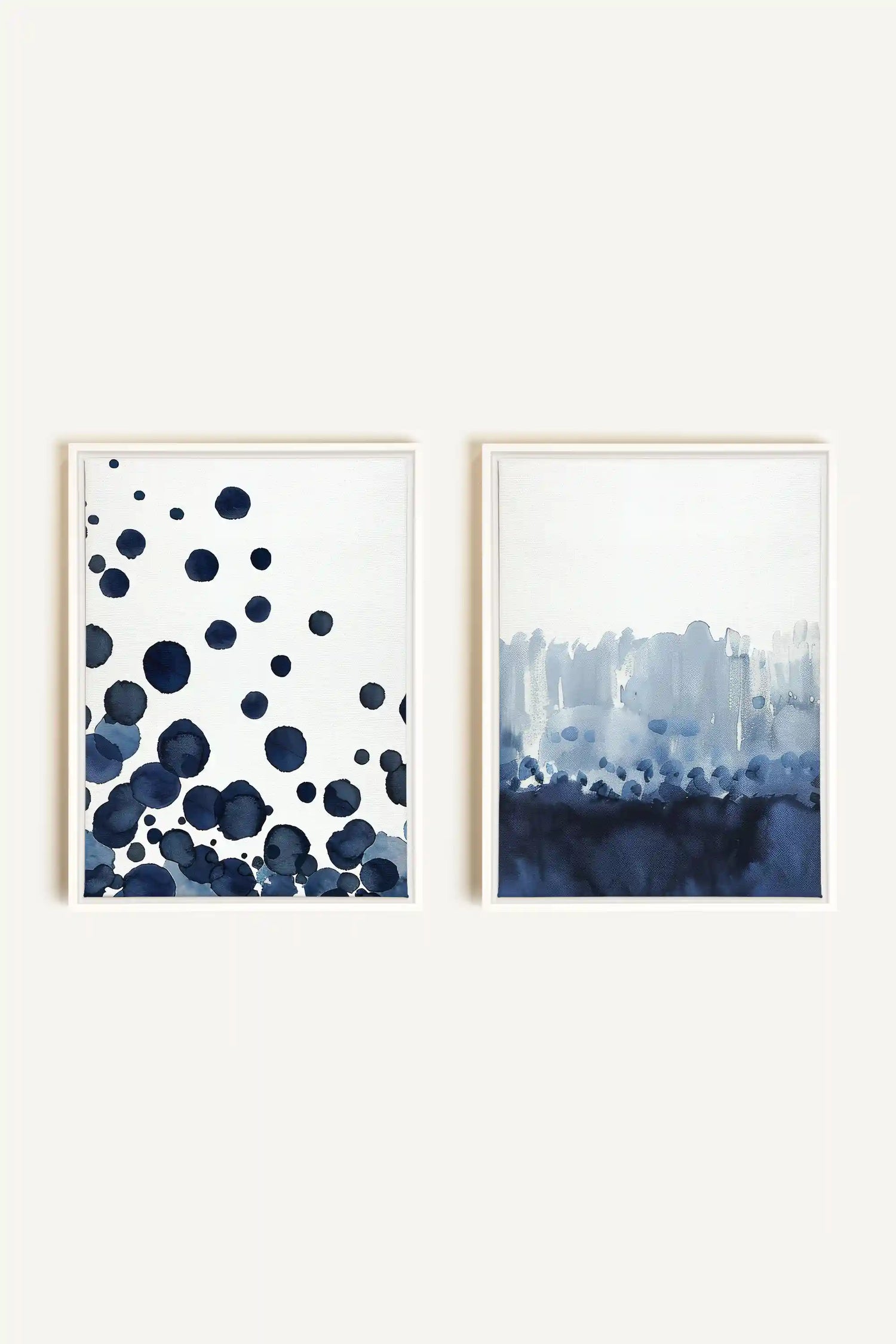 OCEAN MIST DUO, 2 Oeuvres sur toile étirée, encadré Blanc
