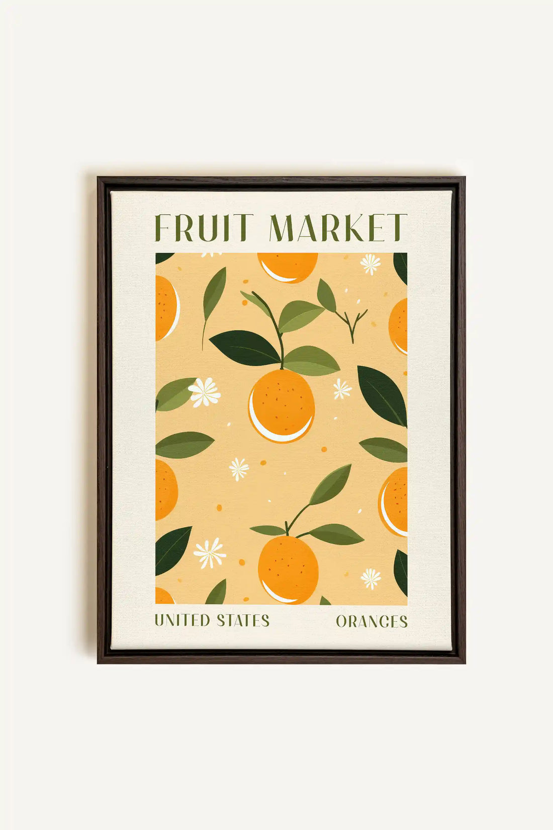 ORANGE TANGO, Oeuvre sur toile étirée, encadré Brun Noyer