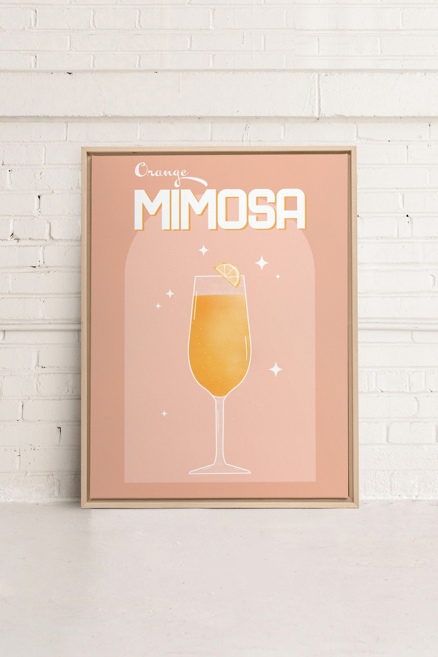 ORANGE MIMOSA, Oeuvre sur toile étirée, encadré Naturel Clair