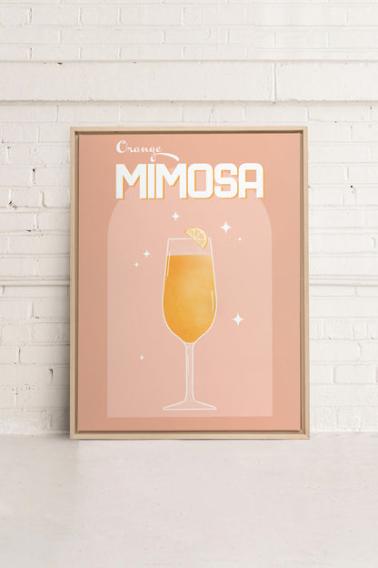ORANGE MIMOSA, Oeuvre sur toile étirée, encadré Naturel Clair