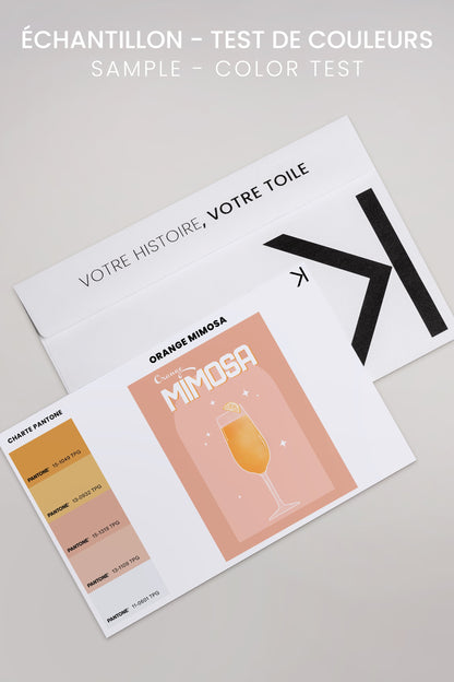 OLEKA CANVAS - ORANGE MIMOSA, Oeuvre sur toile étirée, encadré Blanc