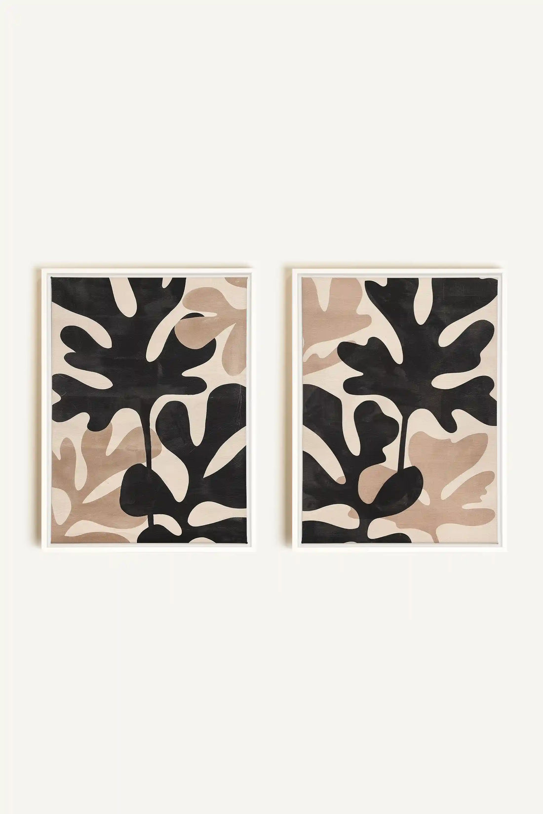 ORGANIC SHADOWS DUO, 2 Works on stretched canvas, framed in white