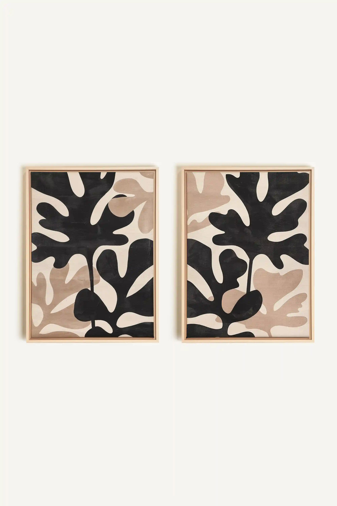 ORGANIC SHADOWS DUO, 2 Oeuvres sur toile étirée, encadré Naturel Clair