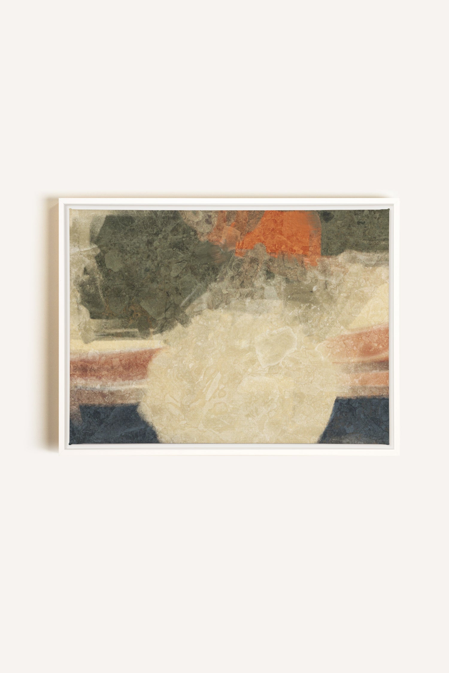 ORGANIQUE, Oeuvre sur toile étirée, encadré Blanc