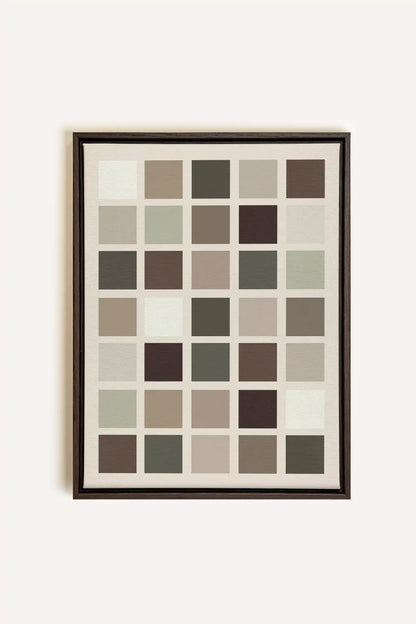 ORGANIZED TONES, Artwork on stretched canvas, framed in Walnut Brown