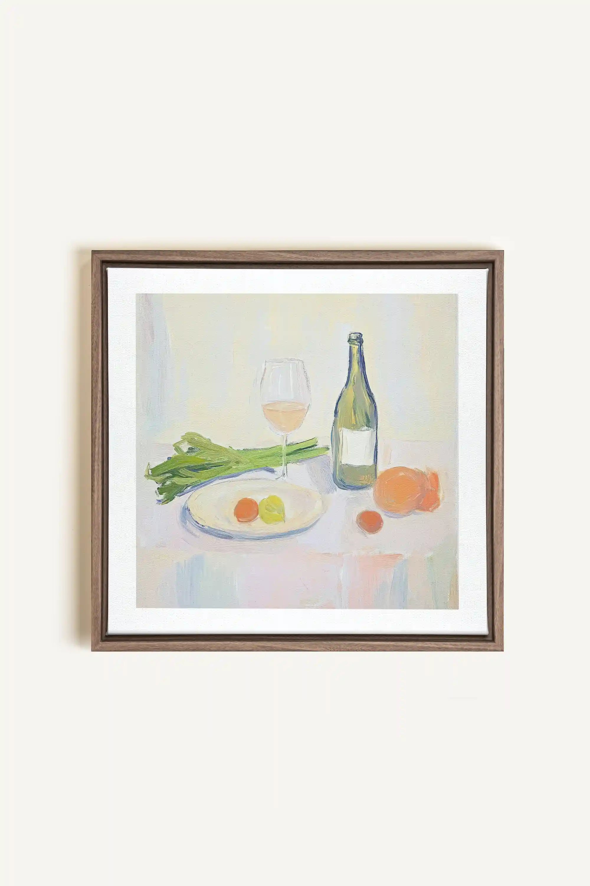 PALETTE GOURMANDE, Artwork on stretched canvas, framed in Brown Oak