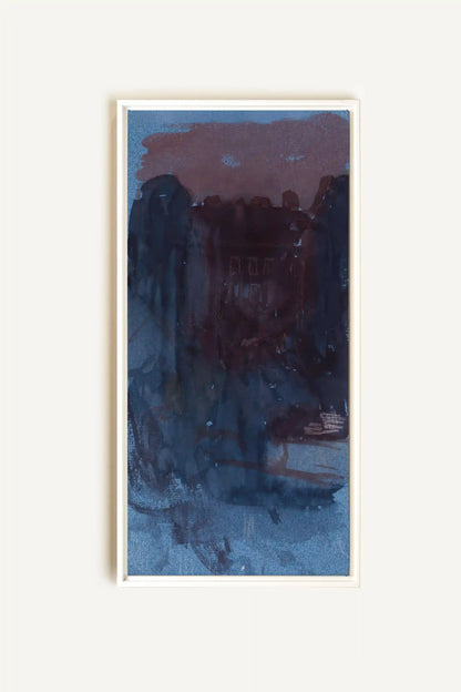 BURNT NIGHTFALL, Artwork on stretched canvas, framed in white