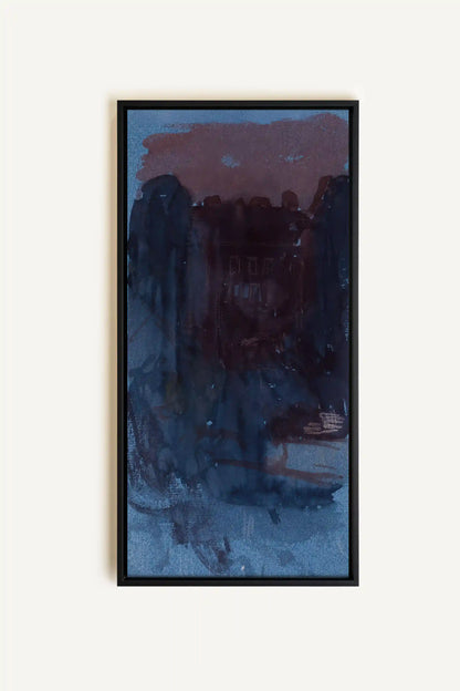 BURNT NIGHTFALL, Artwork on stretched canvas, framed in black